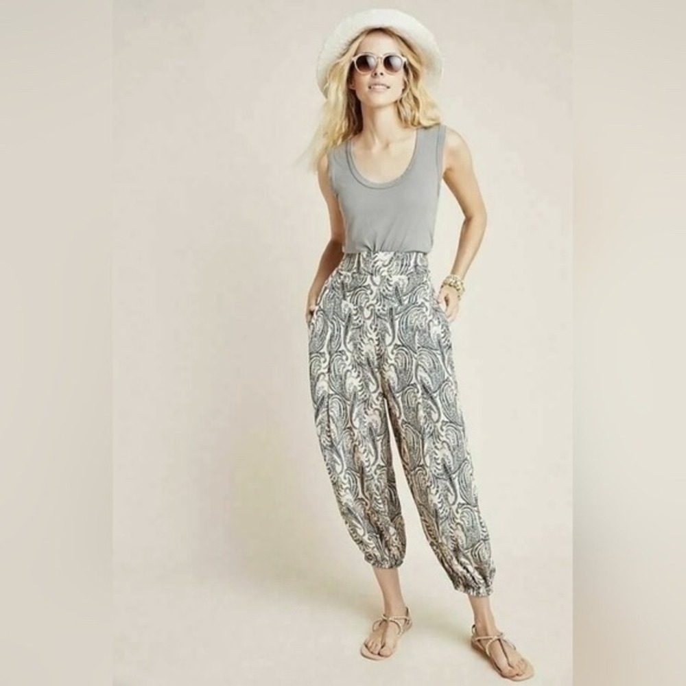 Anthropologie Paisley Printed Harem Pants Size XS Boho Casual